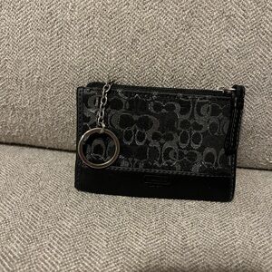 Coach Black and Gray Signature Keychain Wallet